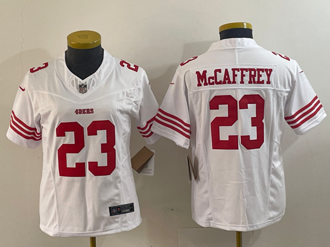 Women's San Francisco 49ers #23 Christian McCaffrey White 2023 F.U.S.E. Vapor Untouchable Limited Stitched Jersey(Run Small) Women's San Francisco 49ers #23 Christian McCaffrey White 2023 F.U.S.E. Vapor Untouchable Limited Stitched Jersey(Run Small)